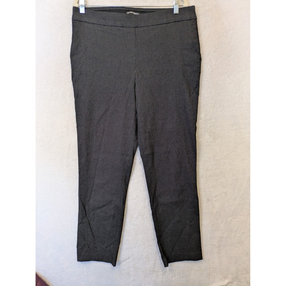 Hilary‎ Radley Pants Women's LG Black Grid Print Pull-On Slim Ankle